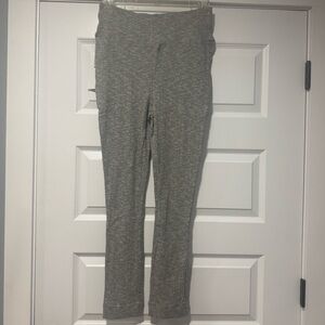 Gray Knit Leggings with Elastic Waistband